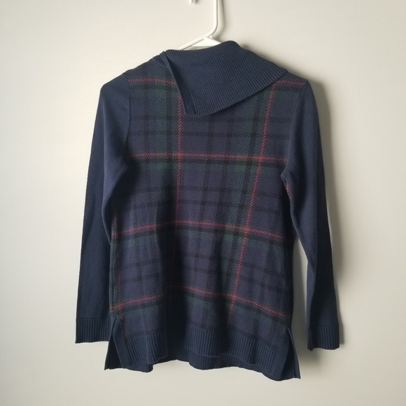 Talbots Plaid Split-Cowlneck Long Sleeve Sweater Size P - Picture 9 of 11